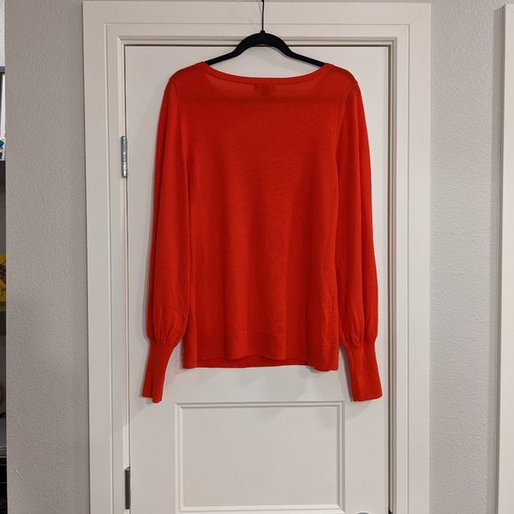 HALOGEN Red Bishop Sleeve Merino Blend Sweater SZ L - Picture 7 of 10